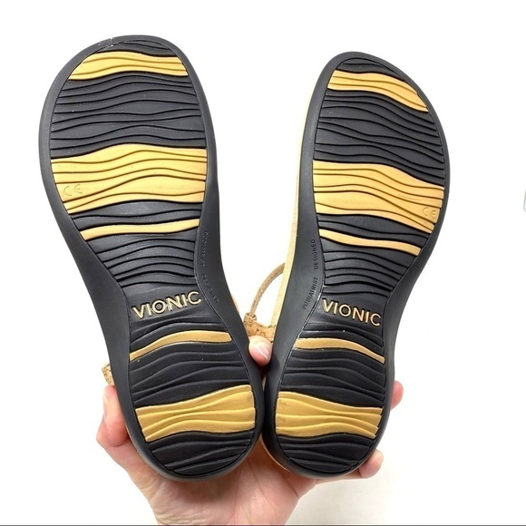 Vionic Lizbeth Women's T-strap Orthotic Sandal Gold Cork - Picture 6 of 6